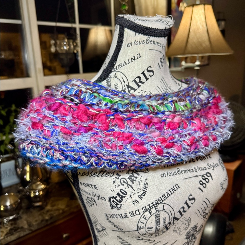 Hand Crafted Multicolor Knit Wrap - Picture 6 of 14